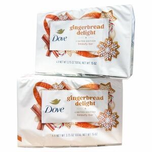 Dove Limited Edition GINGERBREAD DELIGHT Beauty Bar Soaps - 2 Packs / 8 Bars